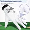 1 par de guantes de golf con lazo para mujer con marca extraíble de piel de oveja, tela autoadhesiva, guantes deportivos antideslizantes con dedos completos