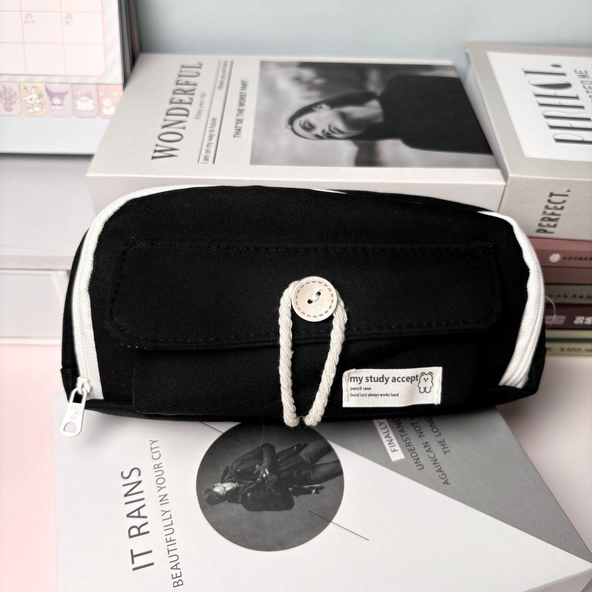 

Simple Button Portable Pen Case - Large Capacity Pen Holder - Children s Stain-Resistant School Supplies Bag