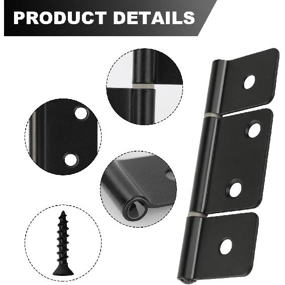 Three Leaf Non-Mortised Hinge with Screws for Mobile Home & RV Interior Furniture Windows Cupboard Etc- Black 10 Pack