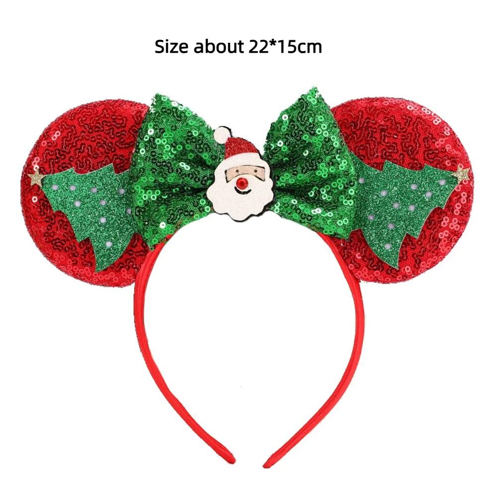 Cute Sequin Christmas Headband Soft Bow DIY Mouse Ears Headband Xmas Tree Hairband New Year