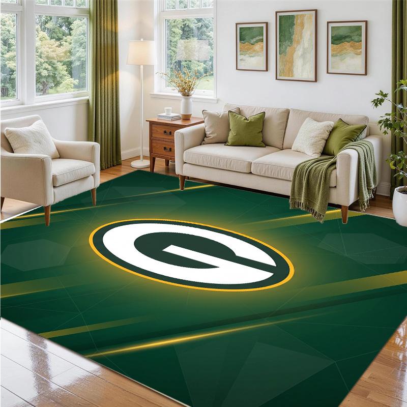 Green Bay Packers Design Crystal Velvet Rug Soft Decorative Mat for Bedroom Entrance