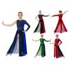 Vestido de Competición de Danza Lírica para Niñas: Cremallera Invisible Trasera Bloque de Color Patchwork Abertura Lateral Malla con Brillantes Strass