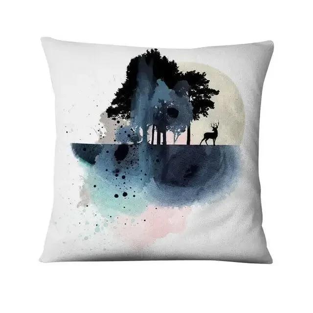 Watercolor Forest Print Pillowcase Cushion Cover Decorative  Home Decor Sofa  Moda