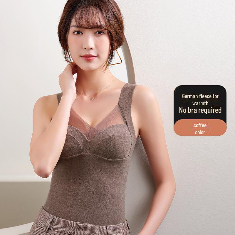 German Velvet High Elastic Warm Ladies' Long One-Piece Vest Bottoming Underwear
