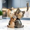 1pc  2D Flat Print - Handmade Kitten Couple Wooden Sculpture, Charming 2D Gift for Cat Lovers