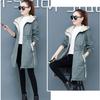 Autumn and Winter Plus Velvet Mid-length Overcoat Women's Slim  All-match Hooded Parka Jacket Female Flocking Trench Coat