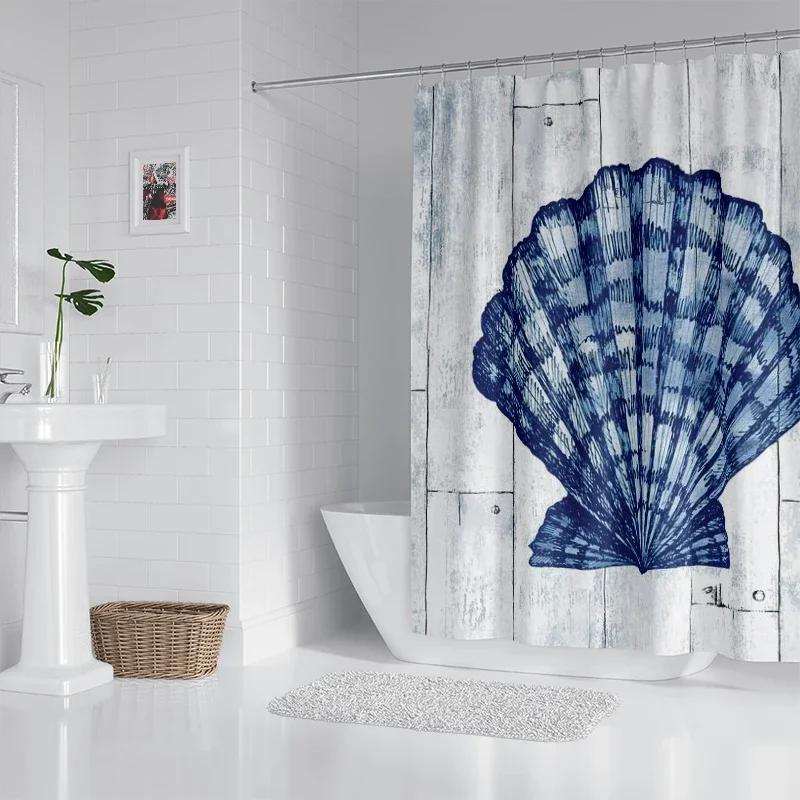 

House Hold Waterproof Fabric Household Shower Curtain Accessories Shower Curtain 240 * 200 Home Marine Style Shower Curtain W60H190(CM)-1 Pcs