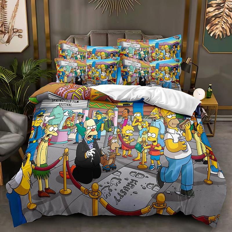 Funny Animation The Simpsons Duvet Cover Microfiber Bedding Set 3D Print Duvet Quilt Cover With Gifts Suitable for Boy and Girls