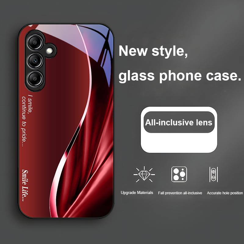 Glass Phone Case for Samsung Galaxy A01 A02 A03 Core A04 A14 4G A13 A54 A34 31 20 25 23 22 5G S21 Ultra S20 Smile Blue Purple