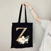 Gold Letter Flower Canvas Bag Women's Shopping Bag Reusable Large Capacity Portable Handbag Harajuku Student Shoulder Bag