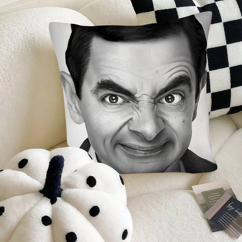 

M-Mr Bean Pillow Case Square Pillow Bedroom Sofa Leisure Comfort Cushion Car Home Decoration 16x16Inch