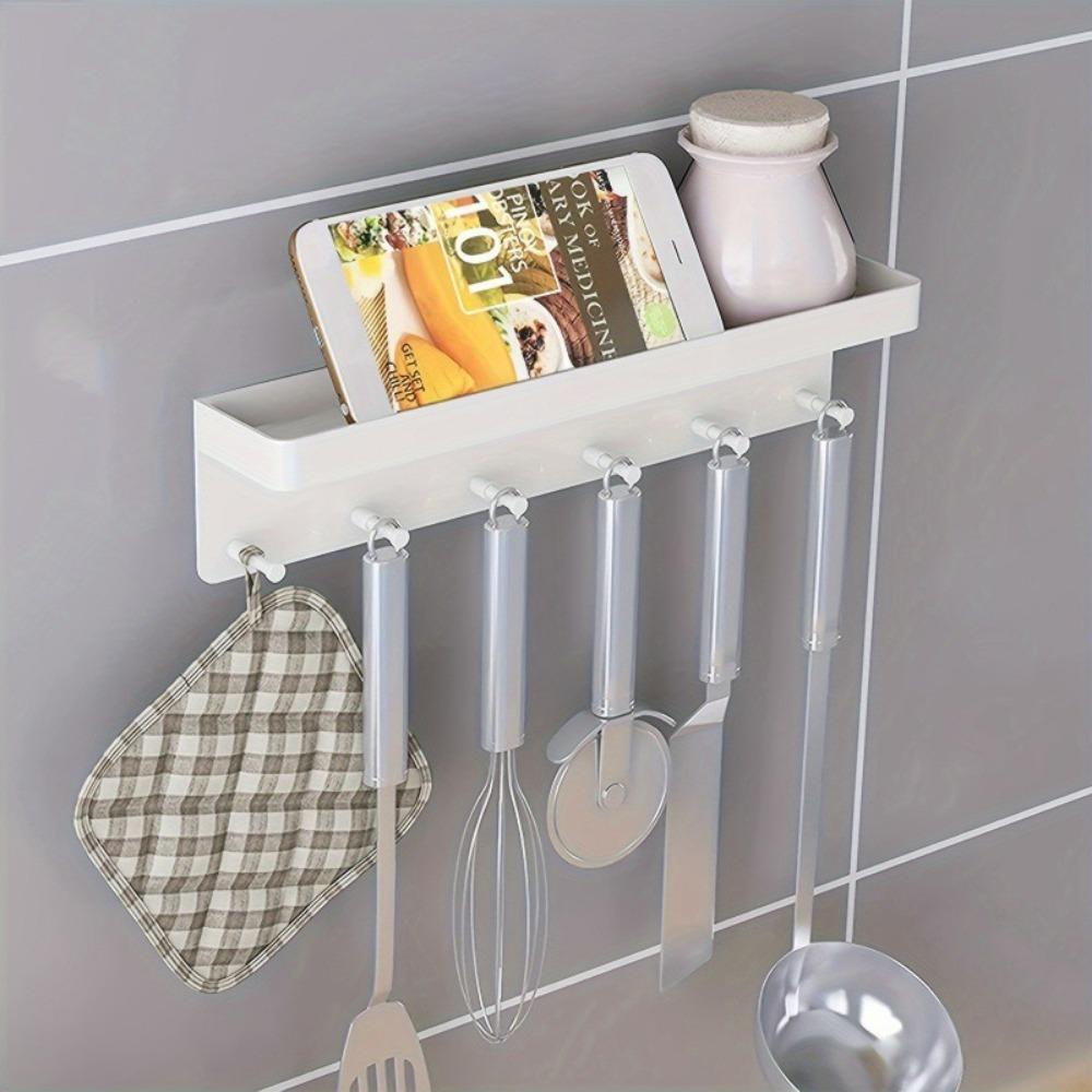 

with 6 Hooks Storage Rack Plastic Tableware Hanger New Key Holder Wall Decor белый
