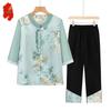 Fengxiao Mid-Aged Women's Floral Print Chinese Style Two-Piece Set