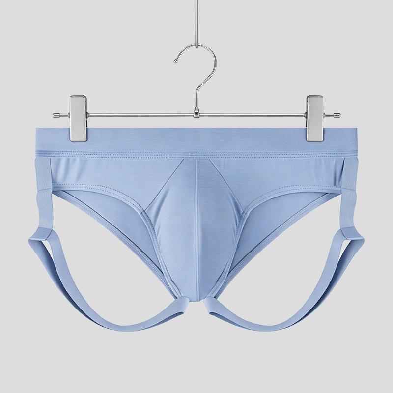 Men Sexy Hollow Out Solid Color U Convex Stretch Low Waist Triangle Briefs
