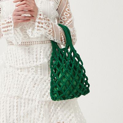 Borsa a mano in cotone e lino intrecciato, piccola borsa a rete fresca, tendenza letteraria estiva, borsa da donna