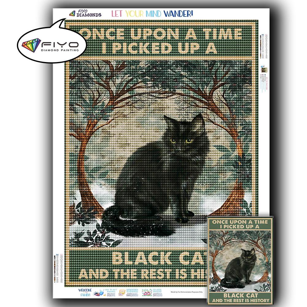 5D DIY Diamond Painting Black Cat Diamond Embroidery Vintage Cartoon Cross Stitch Picture Of Rhinestones Home Decor
