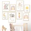Elephant Rabbit Cat Wall Art Canvas Painting Sun Rainbow Moon Star Cloud Boho Posters And Prints Wall Pictures Kids Room Decor