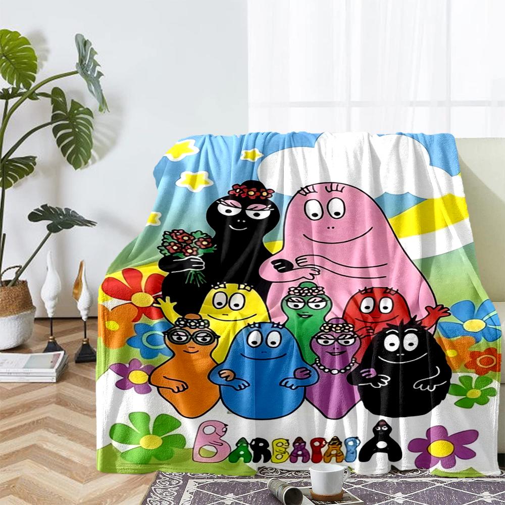Barbapapa Theme Printed Blanket - Perfect for Couch, Bed, Travel & Outdoor Use | Machine Washable, Cozy & Durable.