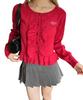 WEGO PHILLY Ruffle Knit Red Cardigan, Women's,