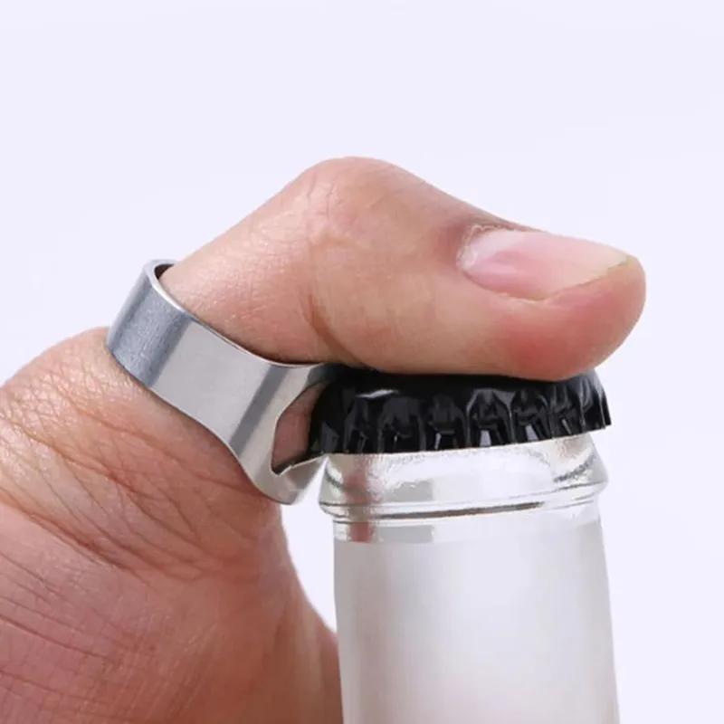 Creative Stainless Steel Ring Opener Finger Ring Beer Bottle Opener Cool Bar Party Kitchen Tools Mental Cap Openers Multicolors YLE044