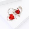 Colorful Love Heart Shaped Rhinestones Brooch Accessory for Women Unisex Valentines Day Banquet Party Fashion Pin
