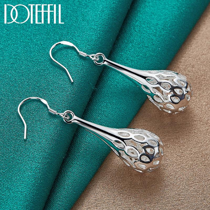 Ovale Ohrringe mit Anhänger, Silber, Modeschmuck