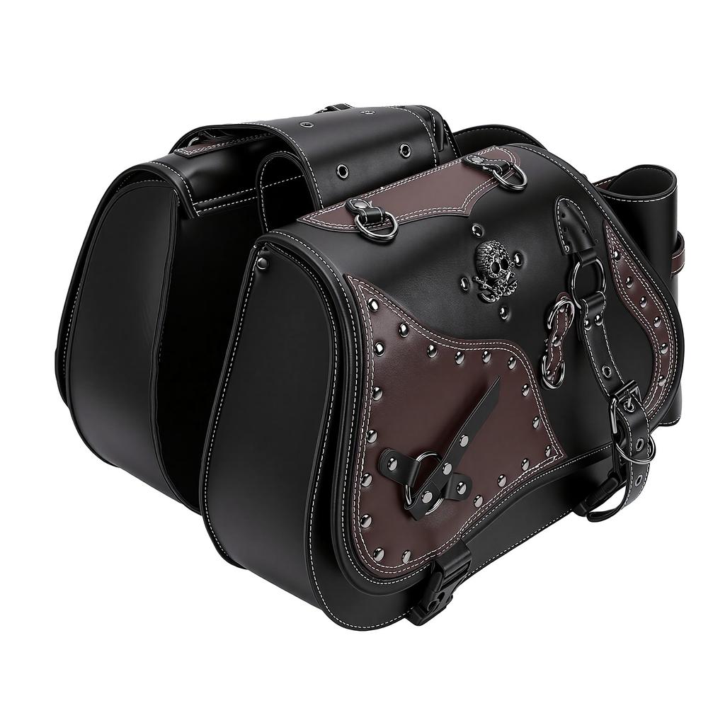 Motorcycle Saddlebags with Cup Holder 30L Large Capacity Waterproofing Universal PU Leather Side Bags for Most