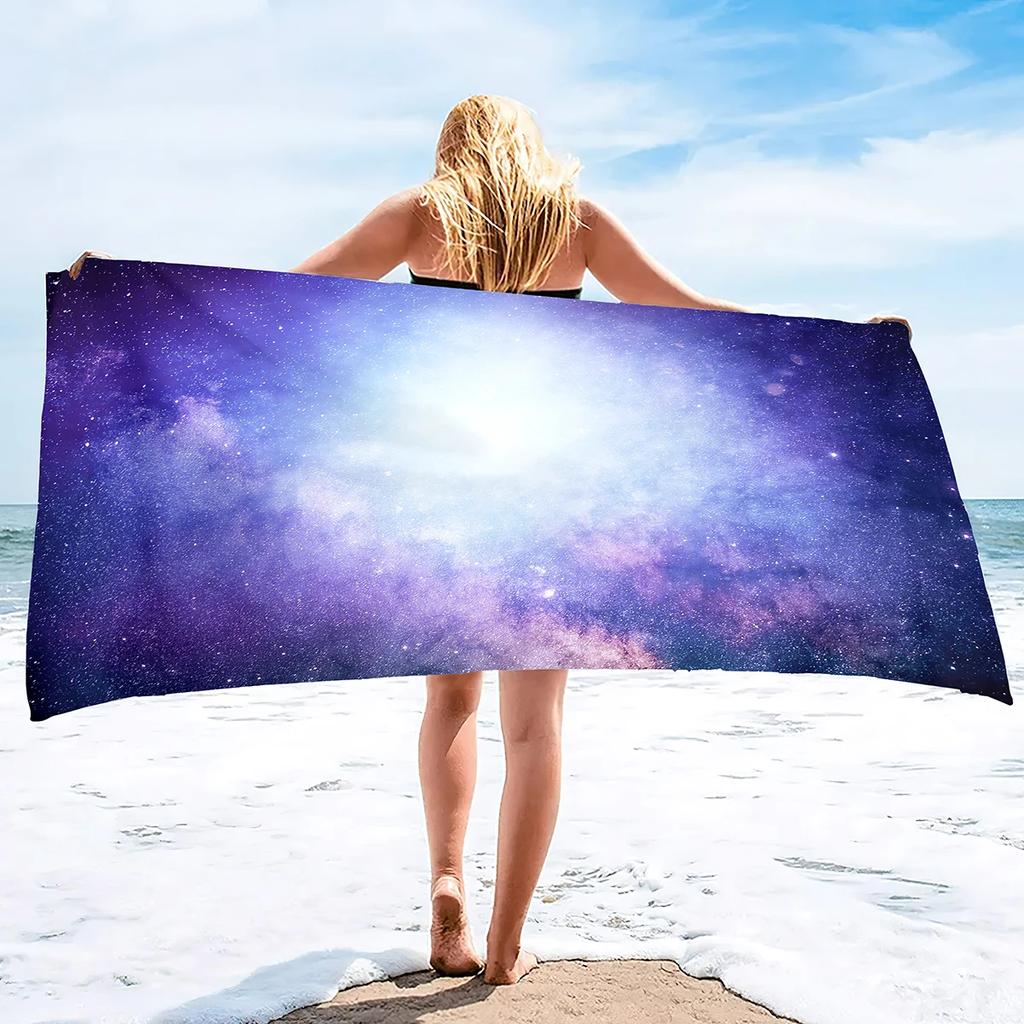 Schönes Weltraum-Galaxie-Nebel-Sterne Strandtuch Mikrofaser Pooltuch Saugfähig Schnelltrocknend Strandtuch Sandfreie Decke für Kinder