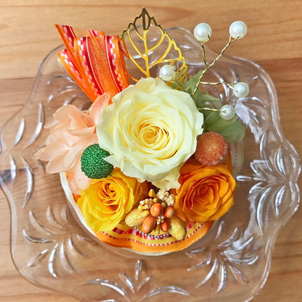 NY Diana welzo Original Konserverade Rosor i en Glaskupa, Gul-Orange