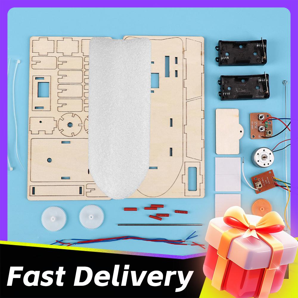 Kids DIY Remote Control Paddle Wheel Ship Model Kids Students Science Experiments Kit Science Invention Experiment Material Toys