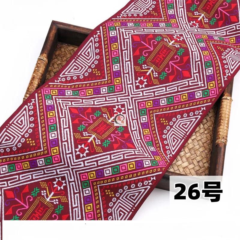 20 cm x 700 cm Hmong Stickerei Spitze Zubehör Miao Nationalität Kleidung Band Brokat Muster Tisch Flagge Wand Hängen Stoff