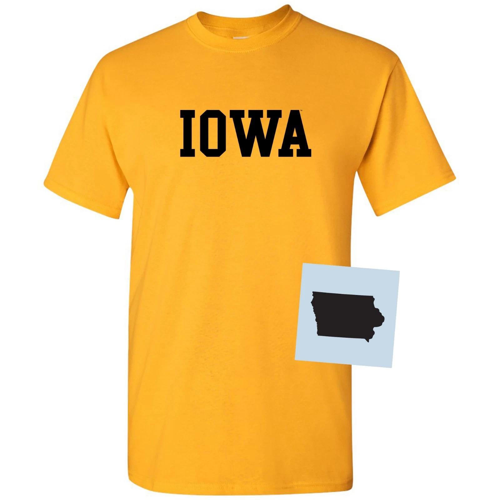 NCAA Iowa Hawkeyes Basic Block T Shirt & Iowa Vinyl Decal Bundle L