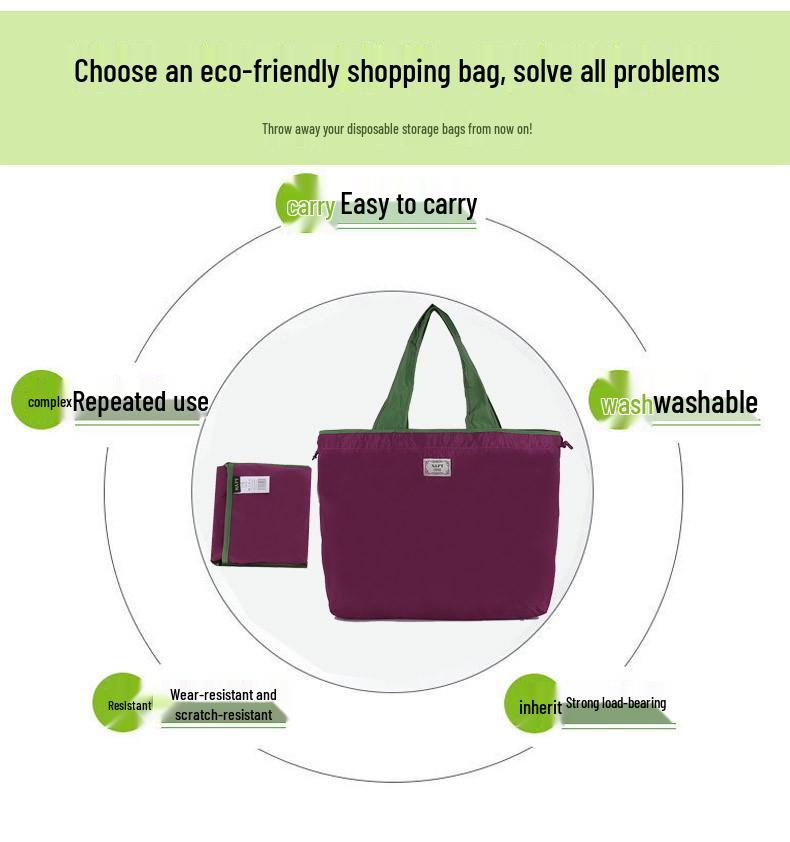 Eco-Friendly Waterproof Foldable Shoulder Shopping Bag - Large Capacity