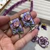 Retro Purple Contrasting Color Spring And Summer Vacation Necklace Set Love Bubble Gum Comfortable Natural Stone Beaded Item