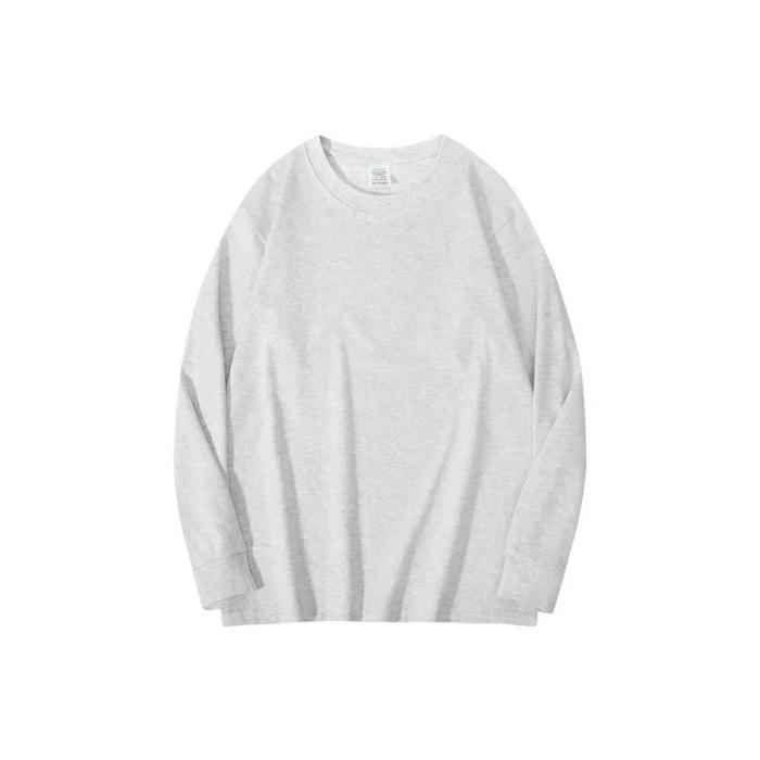 Women's White Pure Cotton Long-Sleeve T-shirt - Round Neck, Loose Fit, Ideal for Layering in Spring, Autumn, and Winter.