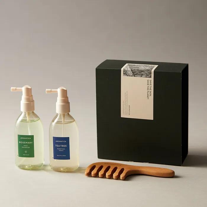 Hair Tonic 2 Pieces & Wooden Scalp Bracer Set