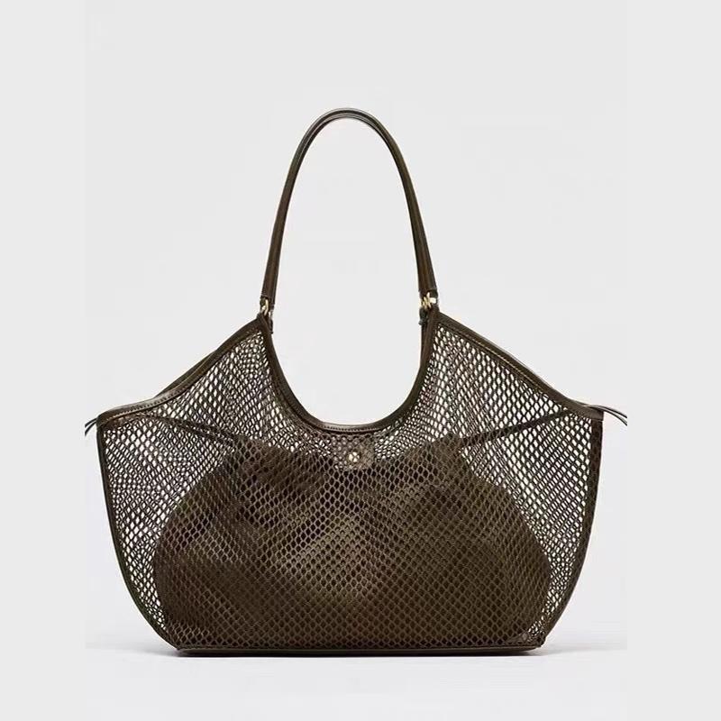 Dámská síťovaná plážová cestovní taška přes rameno s velkou kapacitou, ležérní nákupní taška, úložný prostor na plážové hračky, dutý design rybářské sítě
