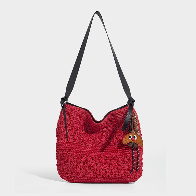 Wax Rope Artistic Woven Fashion Bag Crossbody Bag for Women Versatile Shoulder Bag Bucket Bag Vacation Style Beach Bag