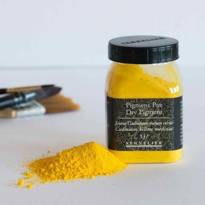 Pigment pour création de peinture - pot 150 g - Jaune de cadmium moyen véritable