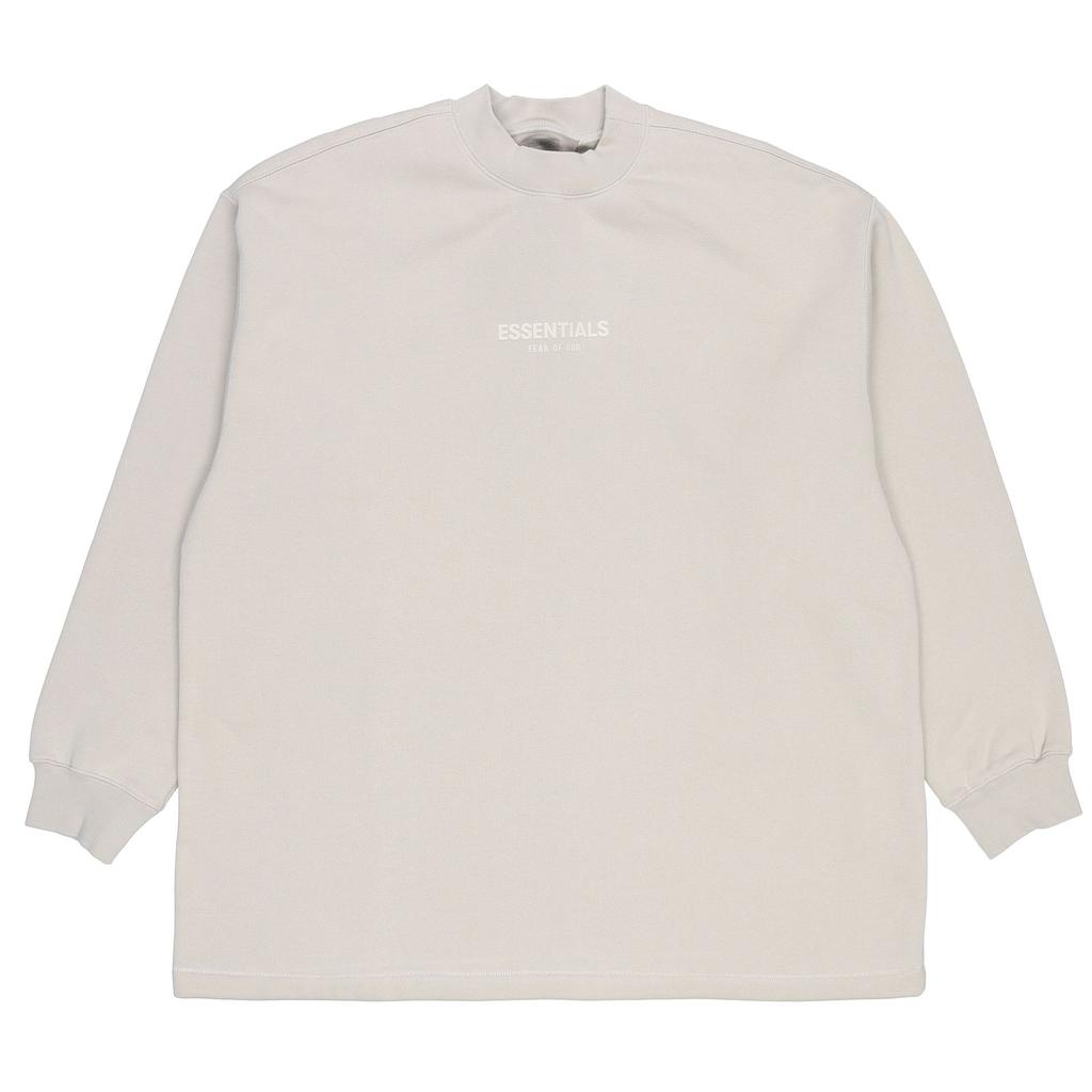 Fear of God Essentials SS22 Relaxed Crewneck Sweatshirt With Flocked Chest Logo and Ribless Hem Men Sweatshirt Wheat FOG-SS22-134