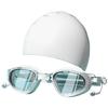 Adult Swimming Goggles with Swimming Caps, Anti-Fog Swimming Goggles Adjustable Strap, Swimming Goggles for Men Women