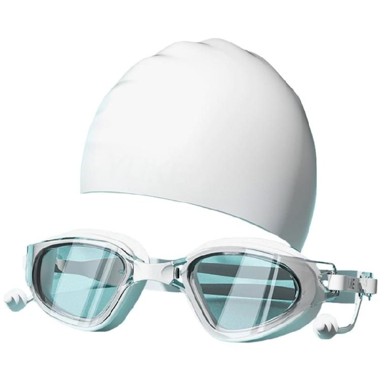 Adult Swimming Goggles with Swimming Caps, Anti-Fog Swimming Goggles Adjustable Strap, Swimming Goggles for Men Women