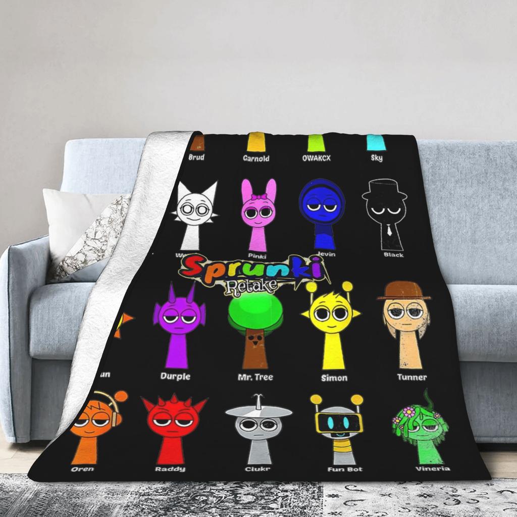 Incredibox Sprunki Blankets Flannel Textile Decor Horror Game Breathable Warm Throw Blanket for Bedding Car Bedspreads