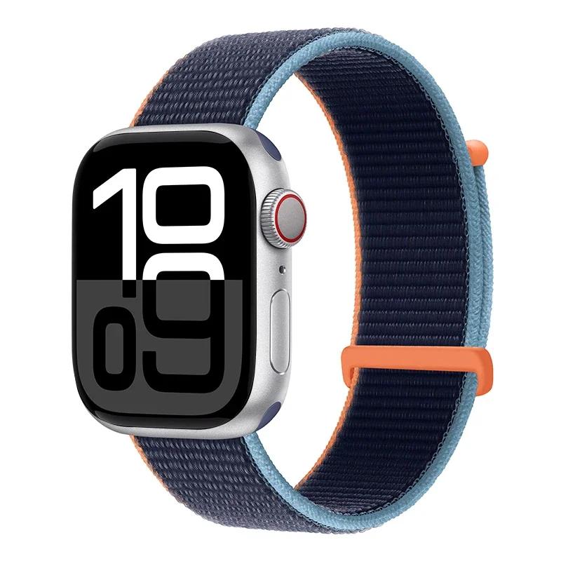 Laço de Nylon para Pulseira Apple Watch 46mm 45mm 44mm 49mm 46mm 40mm 41mm 38mm 42mm Correa Pulseira iWatch Série 6 Se 7 8 9 10 11 ultra1/2/3 pulseira