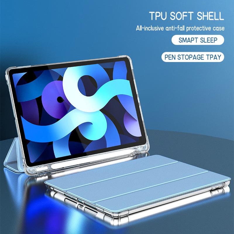For iPad Air Pro Mini 10.9 11 9.7 10.2 8.3 12.9 13 11th 10th 9th Generation Trifold Stand Flip Smart Cover Soft Pencil Holder