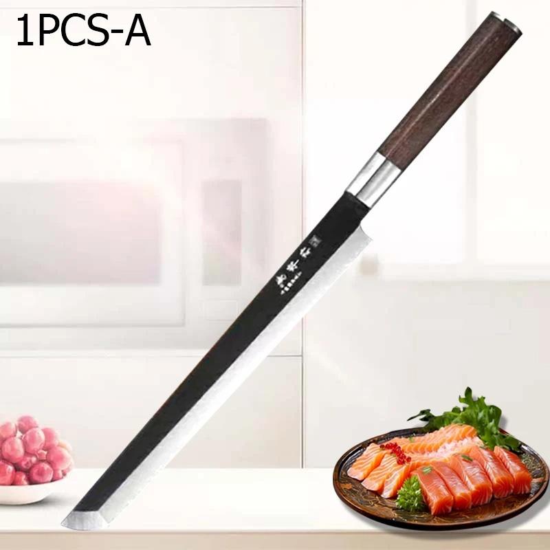 WXCOO Professional Kitchen Knife Japanese Salmon Knife Stainless Steel Fish Fillet Knife for Slicing Sushi Cooking