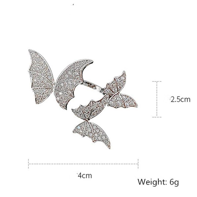 Tři křišťálové prsteny s motýly pro ženy Otevřené prsteny s nastavitelným leskem s drahokamy Svatby Party šperky Dárky
