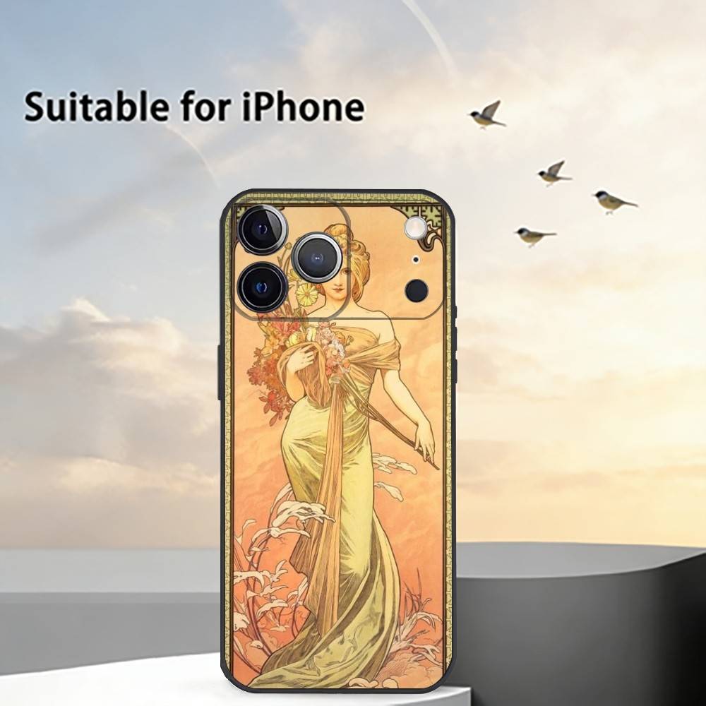 ART Alphonse M-Mucha Phone Case Silicone Soft For IPhone 17 16 15 14 13 12 11 X XR Plus Pro Max Plus