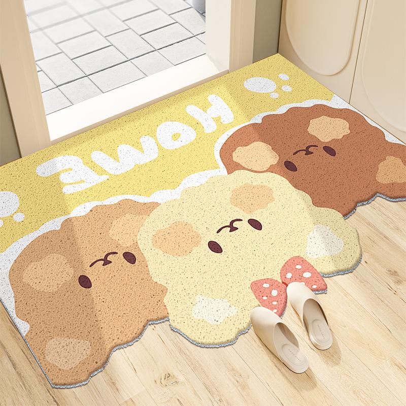 Cute Animal Entrance Door Rubbing Soil Foot Pad Waterproof Non-Slip Silk Ring Floor Mat Household Living Room Bathroom Door Mat