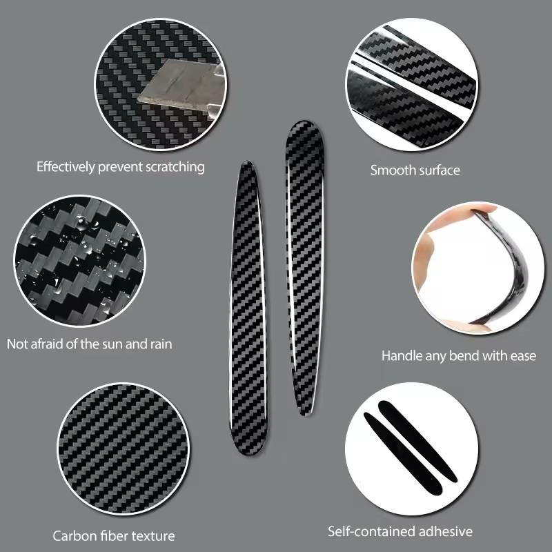 8PCS Carbon Fiber Pattern Car Door Bowl Protective Stickers Door Handle Anti-Scratch Stickers Drop Glue Anti-Collision Strips Pa